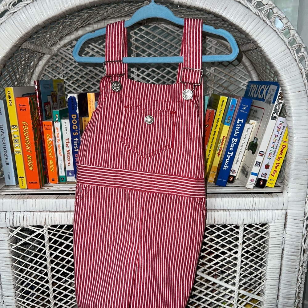 Vintage Sears red and white striped overalls